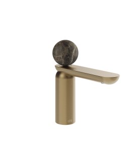 Gessi Perle Bateria umywalkowa z korkiem klik-klak warm bronze brushed pvd/emperador dark marble 74151.726