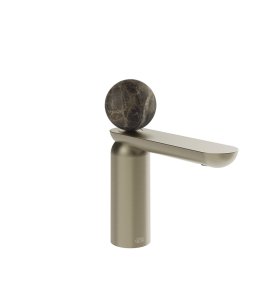 Gessi Perle Bateria umywalkowa z korkiem klik-klak finox brushed nickel/emperador dark marble 74151.149