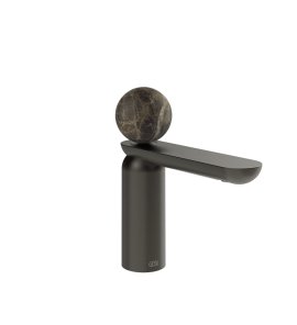 Gessi Perle Bateria umywalkowa z korkiem klik-klak black metal brushed pvd/emperador dark marble 74151.707