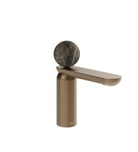 Gessi Perle Bateria umywalkowa z korkiem klik-klak copper brushed pvd/emperador dark marble 74151.708