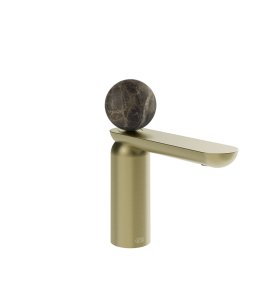 Gessi Perle Bateria umywalkowa z korkiem klik-klak brass brushed pvd/emperador dark marble 74151.727
