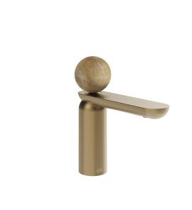 Gessi Perle Bateria umywalkowa z korkiem klik-klak warm bronze brushed pvd/onyx cola 74351.726