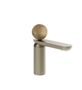Gessi Perle Bateria umywalkowa z korkiem klik-klak finox brushed nickel/onyx cola 74351.149