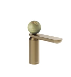 Gessi Perle Bateria umywalkowa z korkiem klik-klak warm bronze brushed pvd/onyx green 74551.726