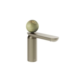 Gessi Perle Bateria umywalkowa z korkiem klik-klak finox brushed nickel/onyx green 74551.149