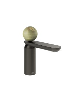 Gessi Perle Bateria umywalkowa z korkiem klik-klak black metal brushed pvd/onyx green 74551.707