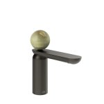 Gessi Perle Bateria umywalkowa z korkiem klik-klak black metal brushed pvd/onyx green 74551.707