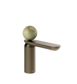 Gessi Perle Bateria umywalkowa z korkiem klik-klak coffee bronze brushed pvd/onyx green 74551.761