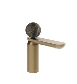 Gessi Perle Bateria umywalkowa bez korka warm bronze brushed pvd/Emperador Dark marble 74102.726