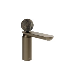 Gessi Perle Bateria umywalkowa bez korka coffee bronze brushed pvd/Emperador Dark marble 74102.761