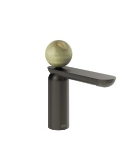 Gessi Perle Bateria umywalkowa bez korka black metal brushed pvd/onyx green 74502.707