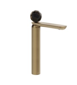 Gessi Perle Bateria umywalkowa z korkiem klik-klak warm bronze brushed pvd/murano sfaccettato 74253.726