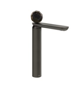 Gessi Perle Bateria umywalkowa z korkiem klik-klak black metal brushed pvd/murano sfaccettato 74253.707