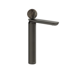 Gessi Perle Bateria umywalkowa z korkiem klik-klak black metal brushed pvd/emperador dark marble 74153.707