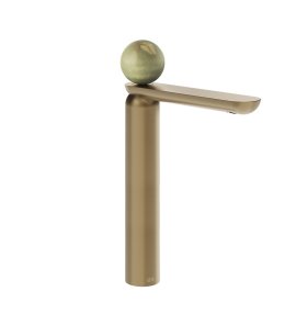 Gessi Perle Bateria umywalkowa z korkiem klik-klak warm bronze brushed pvd/onyx green 74553.726