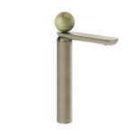Gessi Perle Bateria umywalkowa z korkiem klik-klak finox brushed nickel/onyx green 74553.149