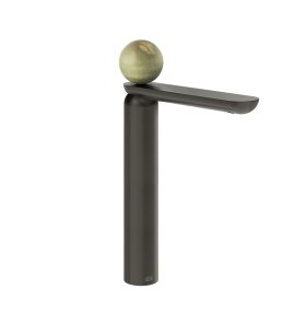 Gessi Perle Bateria umywalkowa z korkiem klik-klak black metal brushed pvd/onyx green 74553.707