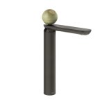 Gessi Perle Bateria umywalkowa z korkiem klik-klak black metal brushed pvd/onyx green 74553.707