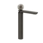 Gessi Perle Bateria umywalkowa bez korka black metal brushed pvd/murano pulegoso 74604.707