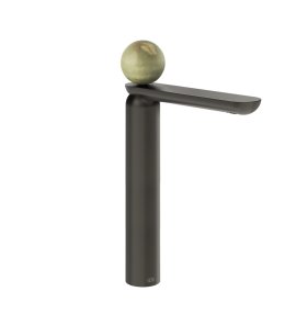 Gessi Perle Bateria umywalkowa bez korka black metal brushed pvd/onyx green 74504.707