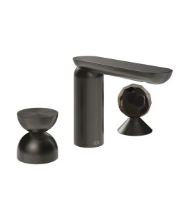 Gessi Perle Bateria umywalkowa 3-otworowa bez korka black metal brushed pvd/metal/murano sfaccettato 74928.707