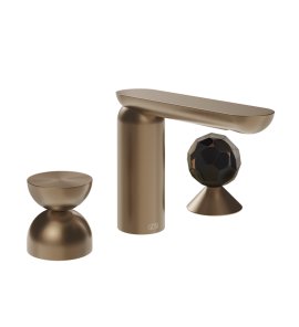 Gessi Perle Bateria umywalkowa 3-otworowa bez korka copper brushed pvd/metal/murano sfaccettato 74928.708