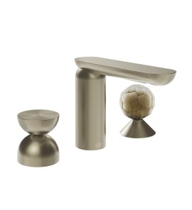 Gessi Perle Bateria umywalkowa 3-otworowa bez korka finox brushed nickel/metal/murano battuto 74948.149