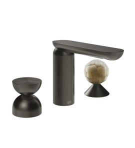 Gessi Perle Bateria umywalkowa 3-otworowa bez korka black metal brushed pvd/metal/murano battuto 74948.707