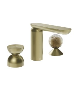 Gessi Perle Bateria umywalkowa 3-otworowa bez korka brass brushed pvd/metal/murano battuto 74948.727