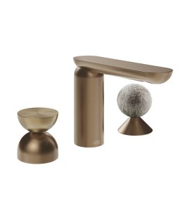 Gessi Perle Bateria umywalkowa 3-otworowa bez korka copper brushed pvd/metal/murano pulegoso 74968.708