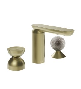 Gessi Perle Bateria umywalkowa 3-otworowa bez korka brass brushed pvd/metal/murano pulegoso 74968.727