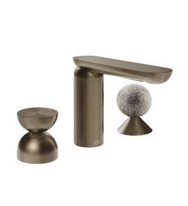 Gessi Perle Bateria umywalkowa 3-otworowa bez korka coffee bronze brushed pvd/metal/murano pulegoso 74968.761