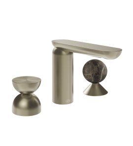 Gessi Perle Bateria umywalkowa 3-otworowa bez korka finox brushed nickel/metal/emperador dark marble 74918.149