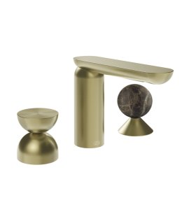 Gessi Perle Bateria umywalkowa 3-otworowa bez korka brass brushed pvd/metal/emperador dark marble 74918.727