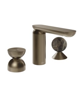 Gessi Perle Bateria umywalkowa 3-otworowa bez korka coffee bronze brushed pvd/metal/emperador dark marble 74918.761