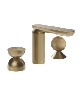 Gessi Perle Bateria umywalkowa 3-otworowa bez korka warm bronze brushed pvd/metal/onyx cola 74938.726
