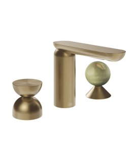 Gessi Perle Bateria umywalkowa 3-otworowa bez korka warm bronze brushed pvd/metal/onyx green 74958.726