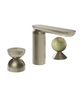 Gessi Perle Bateria umywalkowa 3-otworowa bez korka finox brushed nickel/metal/onyx green 74958.149