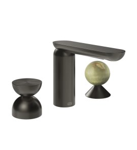 Gessi Perle Bateria umywalkowa 3-otworowa bez korka black metal brushed/metal/onyx green 74958.707