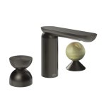 Gessi Perle Bateria umywalkowa 3-otworowa bez korka black metal brushed/metal/onyx green 74958.707