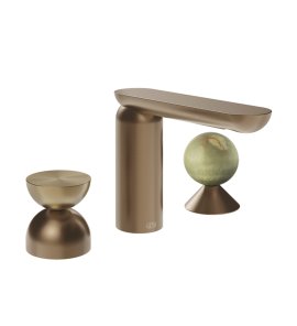 Gessi Perle Bateria umywalkowa 3-otworowa bez korka copper brushed/metal/onyx green 74958.708