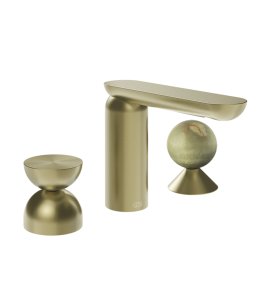 Gessi Perle Bateria umywalkowa 3-otworowa bez korka brass brushed/metal/onyx green 74958.727