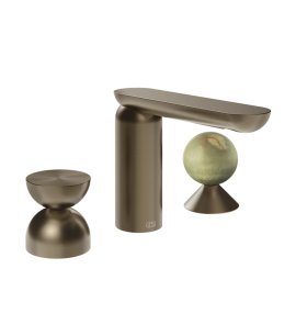 Gessi Perle Bateria umywalkowa 3-otworowa bez korka coffee bronze brushed pvd/metal/onyx green 74958.761