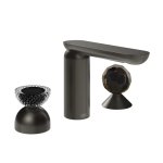 Gessi Perle Bateria umywalkowa 3-otworowa bez korka black metal brushed pvd/murano balloton/murano sfaccettato 74728.707
