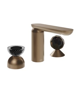 Gessi Perle Bateria umywalkowa 3-otworowa bez korka copper brushed pvd/murano balloton/murano sfaccettato 74728.708