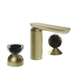Gessi Perle Bateria umywalkowa 3-otworowa bez korka brass brushed pvd/murano balloton/murano sfaccettato 74728.727
