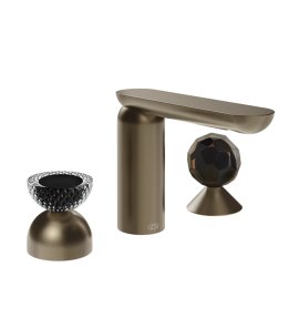 Gessi Perle Bateria umywalkowa 3-otworowa bez korka coffee bronze brushed pvd/murano balloton/murano sfaccettato 74728.761