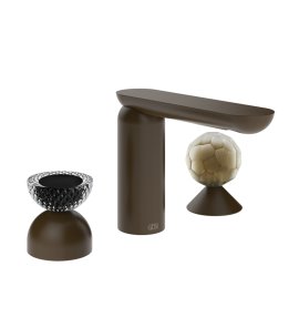 Gessi Perle Bateria umywalkowa 3-otworowa bez korka dark bronze/murano balloton/murano battuto 74748.845