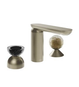 Gessi Perle Bateria umywalkowa 3-otworowa bez korka finox brushed nickel/murano balloton/murano battuto 74748.149