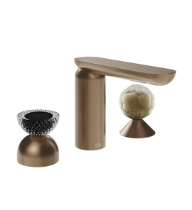 Gessi Perle Bateria umywalkowa 3-otworowa bez korka copper brushed pvd/murano balloton/murano battuto 74748.708